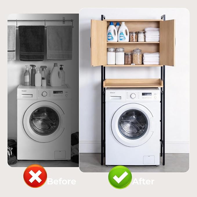 Karl home Over The Toilet Storage Cabinet, Bathroom Space Saver Organizer - Image 6