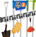 reliahom Broom Holder Wall Mount Mop Hanger Tools organizer 5Racks4Hooks,2P by reliahom