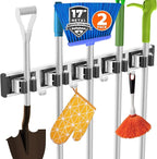 reliahom Broom Holder Wall Mount Mop Hanger Tools organizer 5Racks4Hooks,2P by reliahom