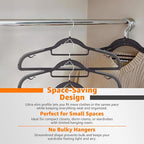 Plastic Hangers 20 Pack, Cascading Slim Space Saving Clothing Hangers with 360° Rotating Hook, Non Slip Clothes Hangers for Sweater Shirt, Heavy Duty Coat Hanger with Inner Hook for Closet, Black/Grey - Image 3