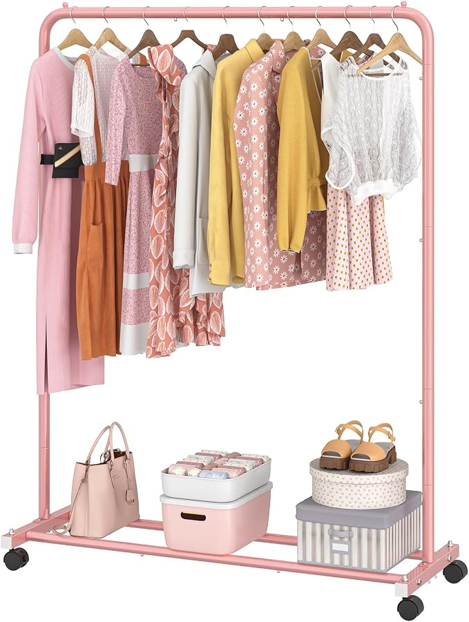 Simple Trending Clothes Clothing Garment Rack, Clothes Organizer, Pink by SimpleTrending