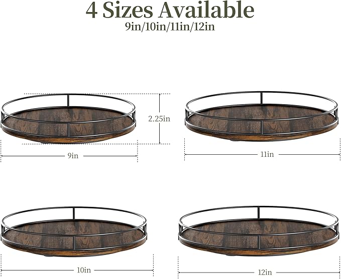 LAMU 10'' Rotating Lazy Susan Organizer, Wooden Lazy Susan Turntable - Image 3