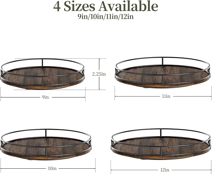 LAMU 11'' Rotating Lazy Susan Organizer, Wooden Lazy Susan Turntable - Image 3