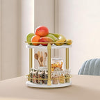 YATINEY Lazy Susan Organizer, Rotating Spice Rack, 2 Tier Spice Turntable Organizer, Industrial Turntable Spice Holder, for Kitchen Countertop and Cabinet, Compact and Versatile, White and Gold SR22DW - Image 3