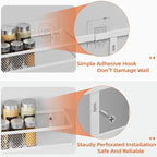 Spice Rack Wall Mount, 4 Pack Wall Spice Rack & Hanging Storage Baskets Organizer Wall Mount, Large Capacity Metal Spice Shelf for Kitchen Cabinet, Pantry Doors, Bathroom, Shower, Home Decor - Image 3