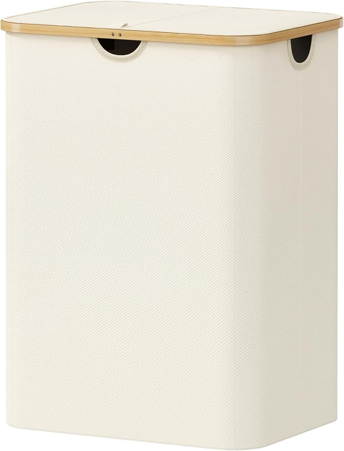 Lifewit 150L Large Laundry Basket with Lid, 2 Removable Bags, White by Lifewit