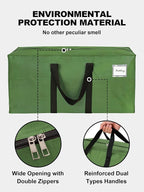 HOMESURE Supports 200lbs Heavy Duty Moving Bags - Strong Zipper & Wrap-Around Handles - Water-Resistant Storage Totes, Durable Alternative to Moving Boxes - 4 Pack - Olive Green - Image 7