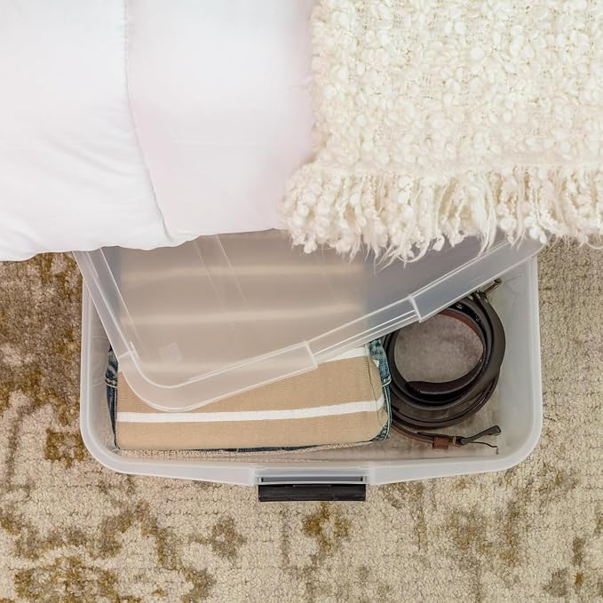 IRIS USA 3-Pack, 33 Qt. Under Bed Storage Bin with Lids, Clear | Maximize dorm storage with underbed storage for clothing, shoes, bedding, and everyday essentials in compact living spaces. - Image 8