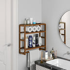 Galood Over The Toilet Storage Bathroom Shelves Wall Mounted 3 Tier Brown-L - Image 3