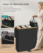 SONGMICS Laundry Hamper with Lid, 225L Laundry Basket，4 Compartments - Image 3
