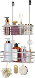 HapiRm Hanging Shower Caddy Organizer - No Drilling Shower Organizer with Hooks, Rustproof & Waterproof 304 Stainless Steel Bathroom Shelves - Silver by HapiRm