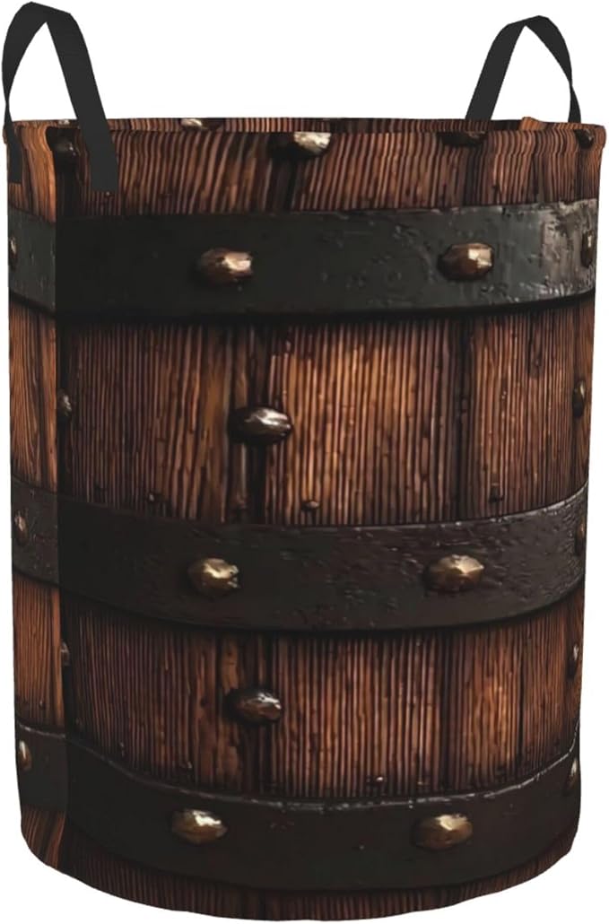 Wood Texture Print Laundry Basket Foldable Laundry Hamper With Handles Clothes Storage Bucket Organizer Laundry Bag For Bedroom Bathroom Laundry Storage 19.6 x 15.7 - Image 9
