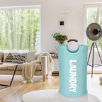 Maxsilan 90L Large Laundry Basket Bag, Collapsible Tall Hamper, Light Blue - Image 7