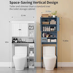 Over the Toilet Storage Cabinet,Tall Slim Bathroom Organizer with Doors, Adjustable Shelves & Built-in Toilet Paper Holder, Space-Saving Above Toilet Cabinet for Small Bathroom (Navy Blue) - Image 6