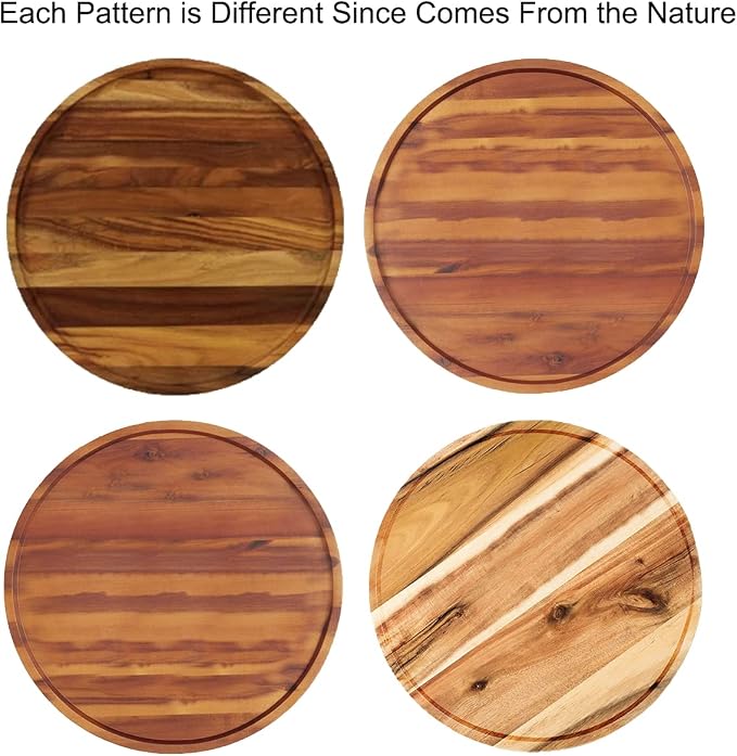 14" Two-Tier Acacia Wood Lazy Susan Organizer Kitchen Turntable for Cabinet Pantry Table Organization - Image 2