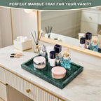 Marble Bathroom Tray for Countertop & Home Decor, Natural Decorative Marble Tray for Jewelry & Perfume Organizer, Luxury Stone Vanity Trays for Dresser, Kitchen Counter, 12" x 8", Green - Image 6