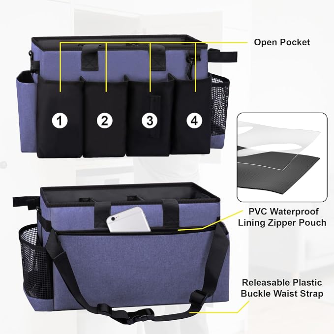 Wearable Large Cleaning Caddy Bag for Housekeepers (Purple) - Image 3