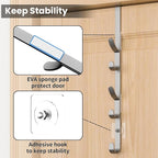 Kaiferty Over The Door Hooks, Metal Door Hooks for Hanging, Over The Door Purse Organizer for Door Coat Hanger, Back of Shower for Hanging Towel Rack Clothes, Hat, Bathroom, Closet (Silver-3Packs) - Image 5
