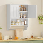 Iwell Bathroom Wall Cabinet, Over The Toilet Storage Cabinet with Towel Rack & Adjustable Shelf, Medicine Cabinet for Bathroom, White - Image 8