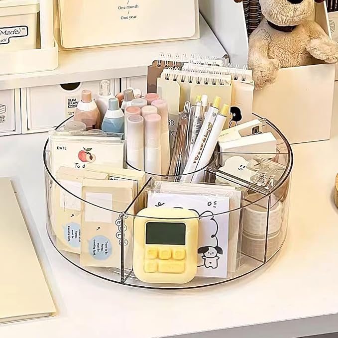 360° Rotating Makeup Organizer, 10" Clear Turntable Lazy Susan Organizer for Vanity, Bathroom Counter, Cabinet, Spinning Cosmetic Storage Holder with 6 Dividers for Skincare, Makeup Brushes, Lipsticks - Image 6