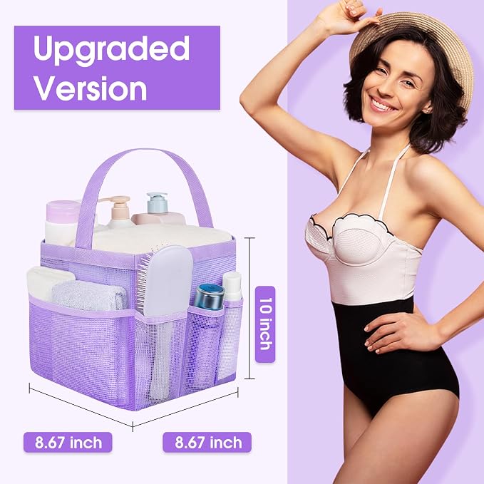 Mesh Shower Caddy Portable - 9 Pockets for College Dorm Room Essential - Image 3