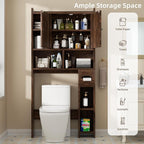 Shintenchi Over the Toilet Storage Cabinet, Bathroom Storage Cabient with Barn Doors, Bathroom Storage Shelf Organizer with Toilet Paper Holder, Adjustable Shelf and Anti-Tip Device, Walnut - Image 5