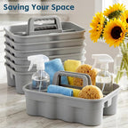 Wesiti 6 Pcs Cleaning Caddy with Handle Large Plastic Housekeeping Shower Basket Cleaning Supplies Organizer for Spray Bottles Brush Home Bathroom Office (Gray) - Image 5