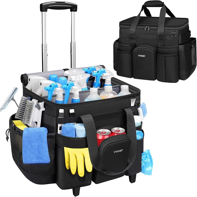 Ytonet Rolling Cleaning Caddy with Wheels, Large Rolling Cleaning Caddy by YTONET