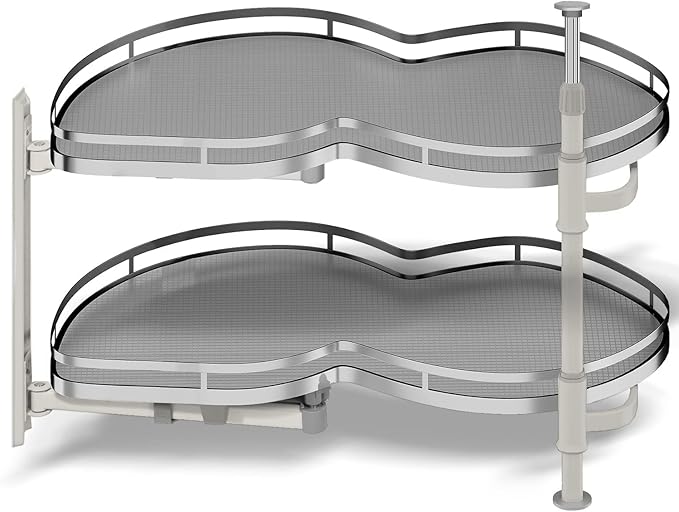 Blind Corner Cabinet Pull Out Organizer, Soft Close Swing Left Pull Out Cabinet Organizer 26 inch, Corner Cabinet Lazy Susan for Cabinet Blind Shelf, 2 Tiers Tray, Adjustable Height by Kinchoix