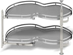 Blind Corner Cabinet Pull Out Organizer, Soft Close Swing Left Pull Out Cabinet Organizer 30inch, Corner Cabinet Lazy Susan for Cabinet Blind Shelf, 2 Tiers Tray, Adjustable Height by Kinchoix