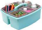 Storex Large Classroom Caddy with Cups, 13 x 11 x 6.575 Inches, Teal, Case of 2 (00984U02C) - Image 5