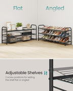SONGMICS 3-Tier Long Stackable Metal Shoe Rack, Holds Up to 15 Pairs | Shoe Organizer for Closet, Entryway, and Small Spaces, with Adjustable Slanted Shelves, Black, DAVIAN Collection ULMR106BD01 - Image 3