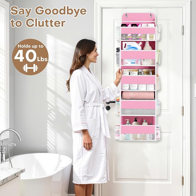 Over the Door Organizer, 5 Large Pocket Hanging Storage with 40lb Capacity - Image 7