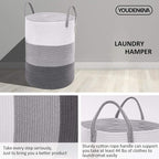 YOUDENOVA Cotton Rope Laundry Hamper Basket, 58L Blanket Basket for Nursery - Image 8