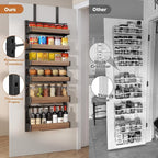 6-Tier Over The Door Pantry Organizer, Heavy-Duty Metal Wall Mount or Hanging Spice Rack, behind the door storage Shelves with Adjustable Basket, Back of Door Organizer for Kitchen Cabinet and Closet - Image 3