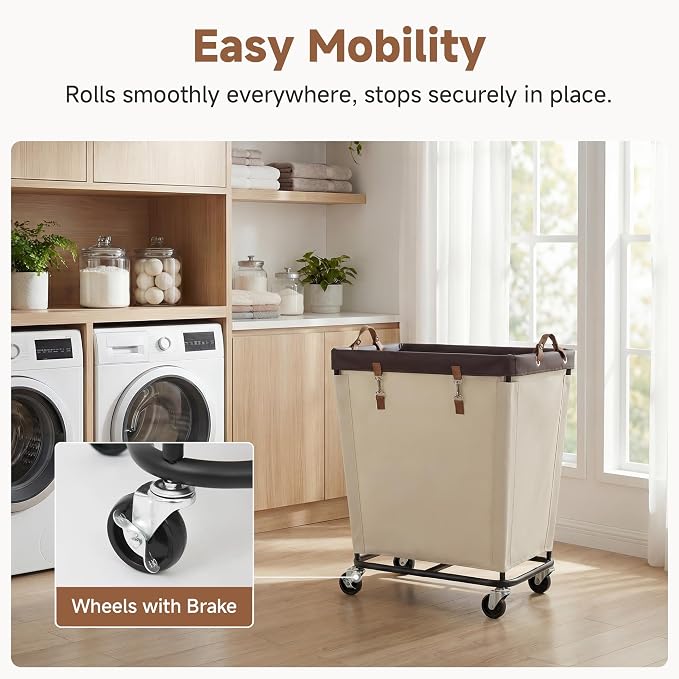 StorageWorks 210L Laundry Basket with Wheels, Rolling Hampers for Clothing - Image 3