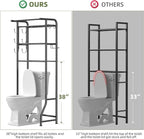 Simple Trending Over The Toilet Storage Cabinet, Metal Bathroom Shelf Organizer with Paper Holder and Hooks, 3 Tier, Black - Image 2