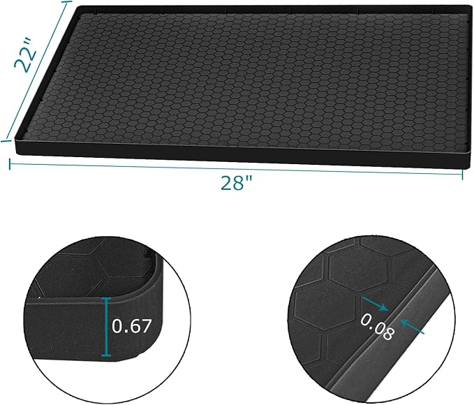 Under Sink Mat 28 x 22 for Kitchen Waterproof, Silicone Under Kitchen Bathroom Protector Sink Liner Mat, Easy to Clean Cabinet Mat Organizers and Storage, Black - Image 2