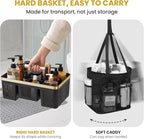 BYUNER Portable Cleaning & Shower Caddy with Handle: Rigid Plastic Basket with 4 Divided Compartments, All-Side Drainage for College Dorm, Bathroom & Utility Use, Black/Gold - Image 9