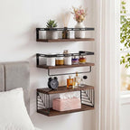 Fixwal Wall Mounted Bathroom Shelves Over Toilet (3+1 Dark Brown) - Image 8