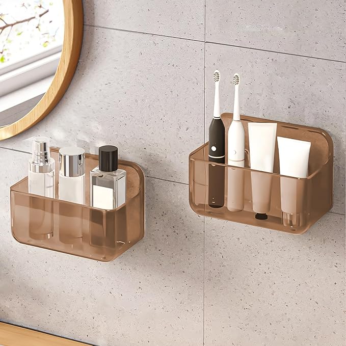 CGBE 2-Pack Cabinet Door Organizer, Self Adhesive Bathroom Shelves, Amber by CGBE