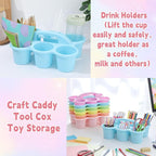 6 Pack Classroom Caddy Organizer with Handle, 6 Compartments, Pastel - Image 5