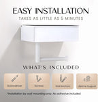 Day Moon™ - Toilet Paper Holder with Shelf - Modern Roll Holder for Bathroom - 1 Pack - Wall Mount - with Storage, White - Image 5