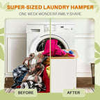 145L Laundry Hamper with Lid, 3 Section Laundry Basket with 3 Removable Bag - Image 2