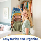 DAMITA Skirt Pants Hangers with Clips Space Saving Hanging Closet Organizer 6 Tiers Hanger with 360° Swivel Hook, Finger-Safe Design- College Dorm Room Apartment Essentials 3-Pack - Image 7