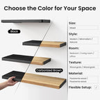 BAYKA Wall Mounted Floating Bathroom Shelves, Wood, Black, Set of 3, 16in - Image 7