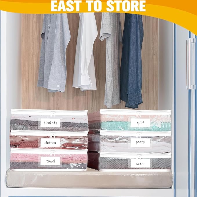 Plastic Storage Bags with Easy-Glide Zipper, Pack of 6, Durable Clear Vinyl Zippered Storage Bags for Clothes Sweaters Comforters Blankets Sheets Bedding (25 x 21 x 11 Inch, Transparent White) - Image 2