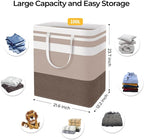 HomeHacks 2 Pack Large Laundry Baskets, Laundry Hampers Bags (Khaki 100Lx2) | Waterproof, Freestanding, Collapsible Clothes Hamper with Reinforced Handles in Laundry Room, Dorm, Bathroom, Bedroom - Image 4
