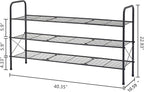 Hoctieon 3 Tier Mesh Style Shoe Rack, Entryway Shoe Shelf, Shoe Storage Organizer, Shoe Rack for Closet, Space Save for Bathroom, Garage, Hallway, Bedroom, Living Room, Black - Image 3