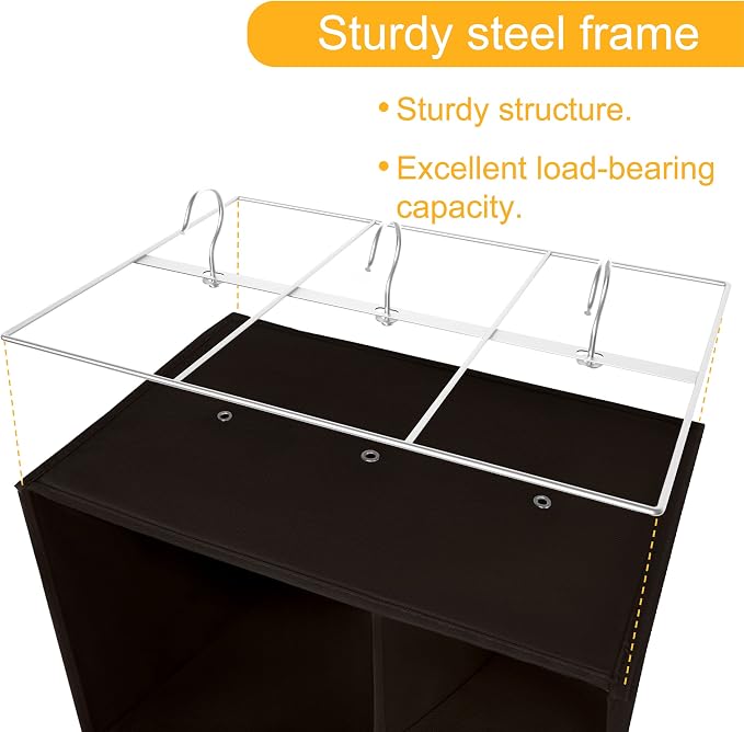 Libeder Shoe Organizer for Closet, 15 Shelf Hanging Closet Storage Shelves - 10 Shoe Rack Organizer and 5 Compartment for Clothes with 6 Side Mesh Pockets for Scarf, Socks,Gloves, Coffee - Image 6